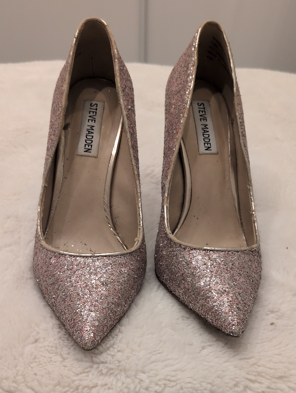 Steve Madden Rose Pink Glitter Pointed Pumps